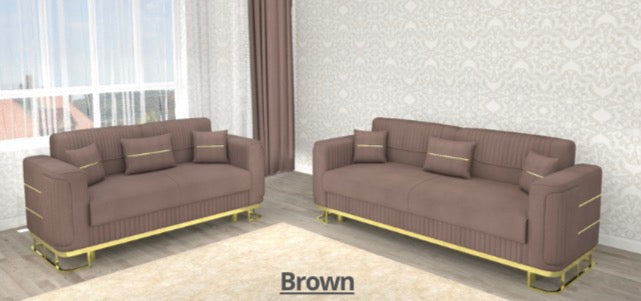 Fashion 3+2 Seater Sofa Set - LED Light , Roll Over Bed , Under Storage , Full Memory Foam , Metal Legs