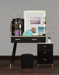 Alice Dressing Table - Adjustable Width , Comfy Stool , Strong MDF , Deep Drawers , 3 Tone LED , High Gloss Mirror