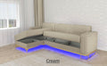 Fashion L-Shape Sofa -Roll Over Bed , LED Light , Under Storage , Metal Legs , Full Memory Foam