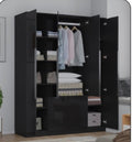 Derby Glossy Wardrobe MDF High Gloss Front n Dark Grey , Grey ,White & Black Colours