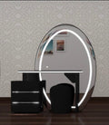 Ovela Dressing Table - Deep Drawers , 3 Tone LED , Strong MDF , Handless Deep Drawers , High Gloss Mirror , Comfy Stool