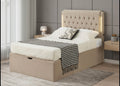 Ruby Suede Fabric Bed with LED Lights on the Headboard Touch Brightness Control Easy to Clean Storage Bed for Any Bedroom