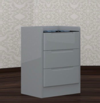 Vesko Bed Sides - Handless Drawers , Fully High Gloss , Strong MDF , Ample Storage Space , Wireless Chargers & Speakers , Multiple Drawers