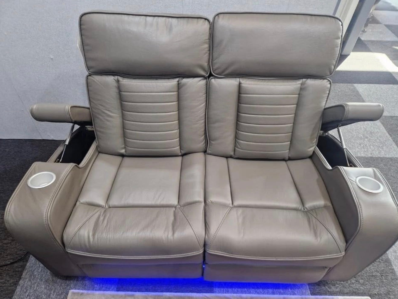 TUACN Leather 3+2 Seater Sofa Set  , electric recliners with wireless charging and USB port for charging, cupholder, cuisine Matic sofas with LED lights