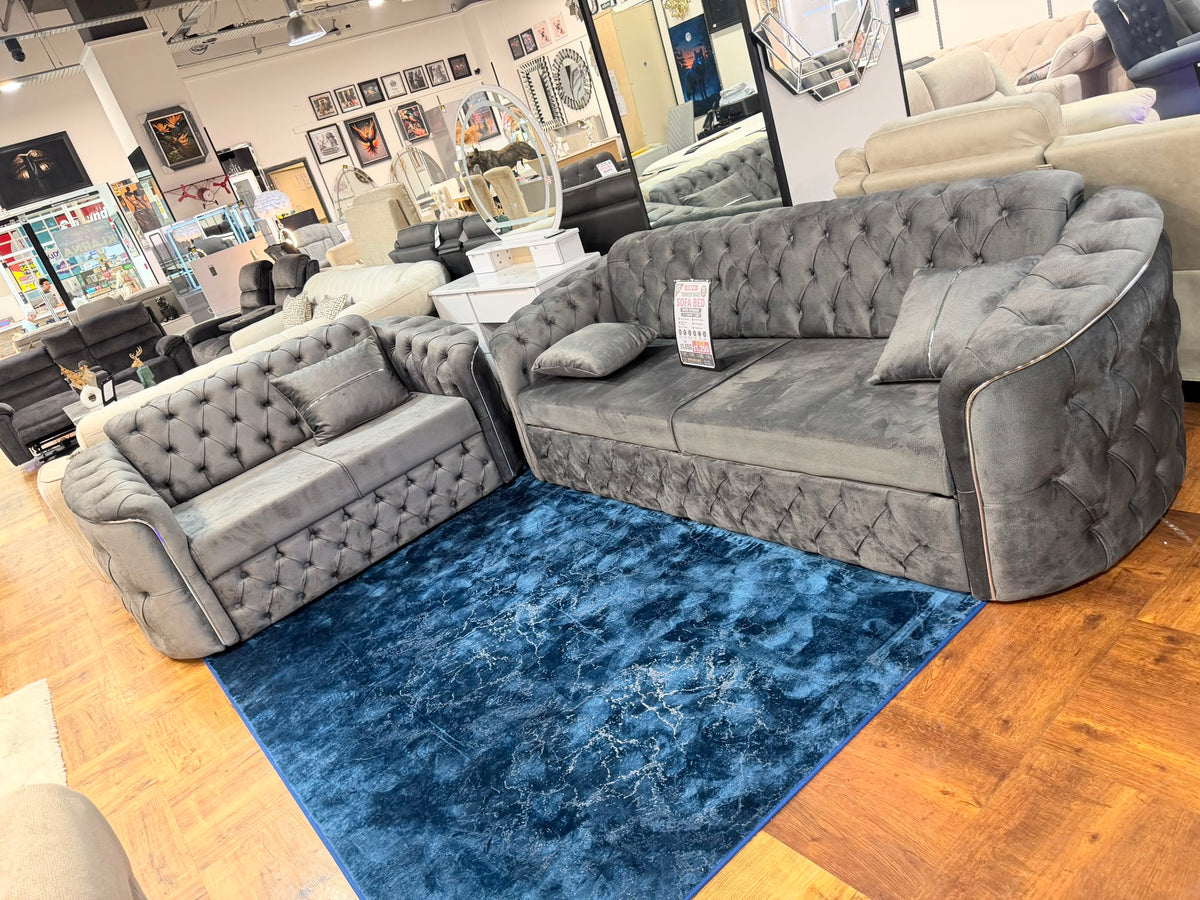 Luxury Chesterfield 3+2 Seater Sofa in Grey colour