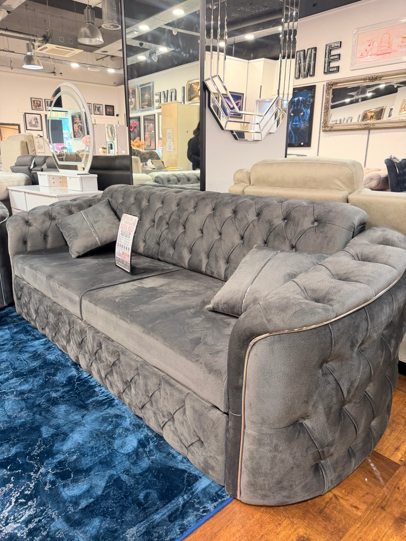 Luxury Chesterfield 3+2 Seater Sofa in Grey colour