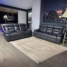 Nove Leather Electric Recliner 3+2 Seater Sofa Set along with USB Port & DrinkHolders in Black & Grey Colour