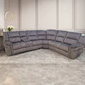 Berline Leather Manual Recliner Corner Sofa in Grey Color