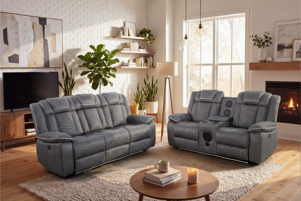 Michigan 3+2 Seater Fabric sofa in Grey Colour