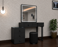 Lux Dressing Table - High Gloss Mirror , 3 Tone LED , Wireless Speaker , Wireless Charging , Strong MDF With Adjustable Width IN Different Colours
