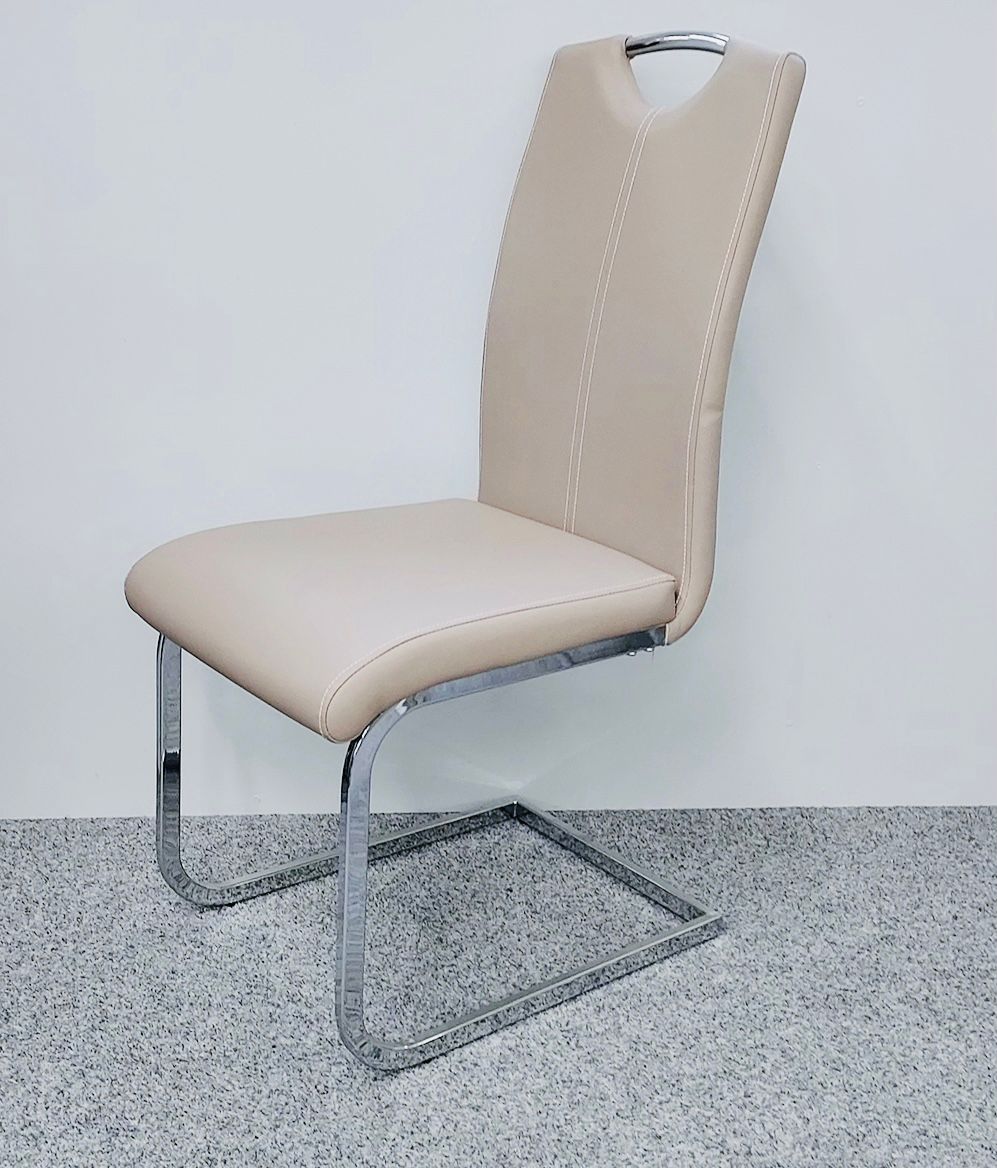 LEATHER DINING CHAIR AVAILABLE IN 3 COLOURS WHITE,GREY&CAPUCCINO