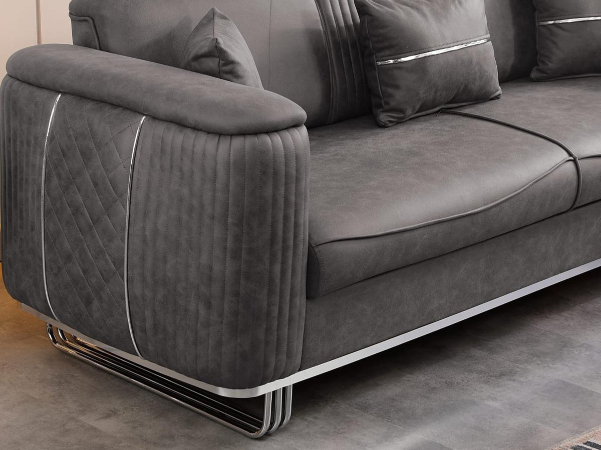 LIDYA Grey & Cream Sofas Fixed Arms Available in Two Colors to Accompany Brown for Modern Living Room