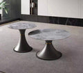 AURA Coffee Table & Side Table - Modern Round Design with Marble Top and Metal Base for Living Room AVAILABLE IN GREY & CREAM COLOUR