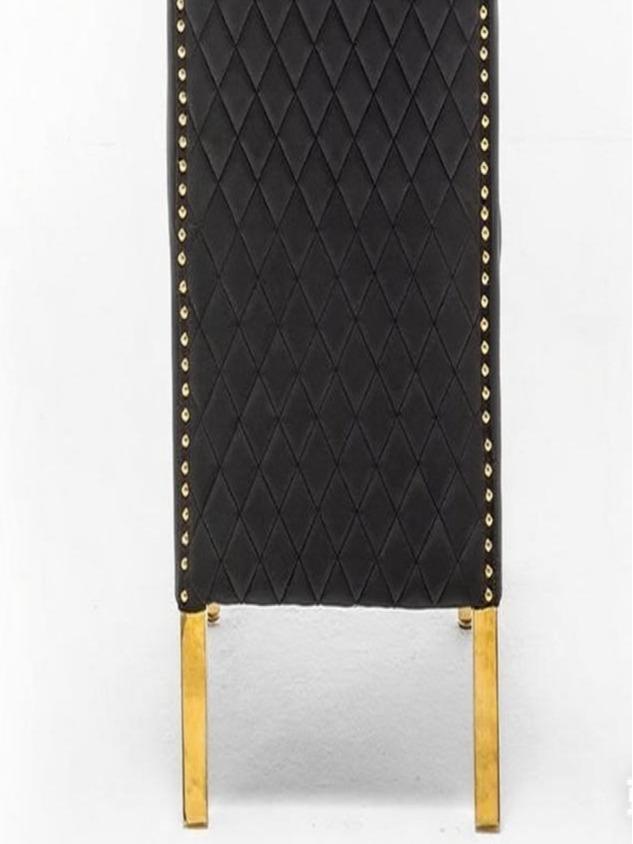 AYZAL Velvet High Back Dining Chairs with Lion Knocker Padded Gold Trim Quilted Design for Luxury Dining Rooms Black Gold Cream Gold Grey Silver