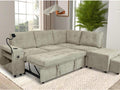 Averra Corner Sofa Bed Modern Design Available in Cream and Grey Colour with Storage and Cup Holder Features