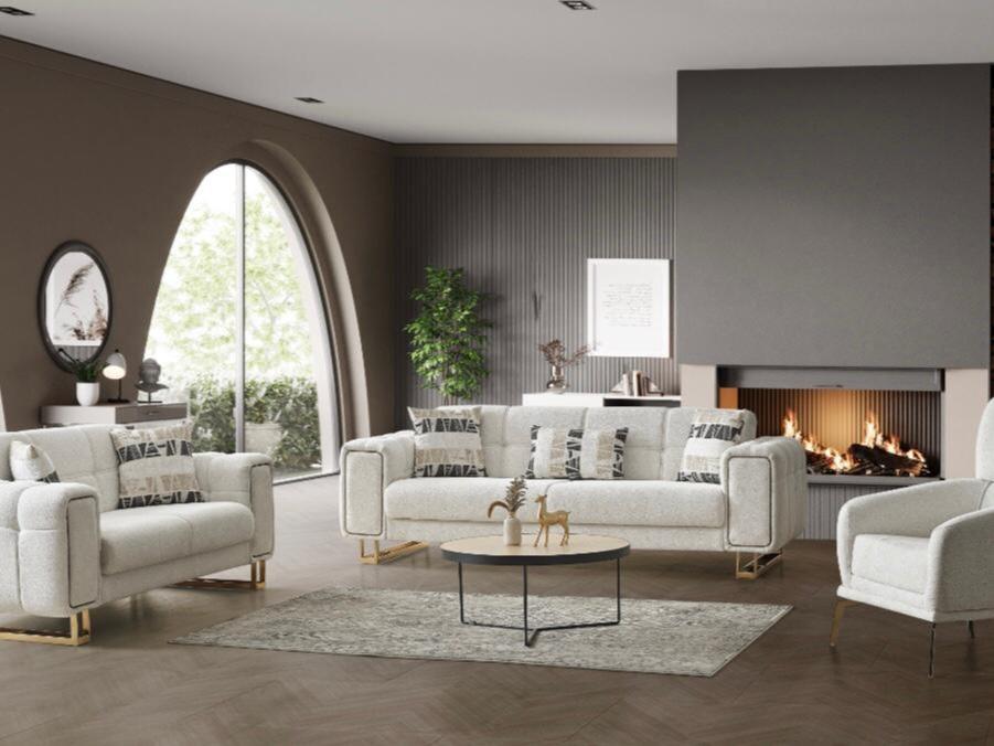 ROSE SOFA BED 3+2 or 3+2+1 seater Cream & Dark Grey Fixed Arms Modern Design Comfortable Seating & Sleeping Solution for Living Rooms Bedrooms Guest Rooms