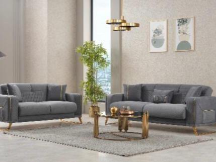 ASTERA SOFA BED 3+2 or 3+2+1  SEATER SUITABLE FOR LIVING AND DINING ROOM Gold Legs Modern Design