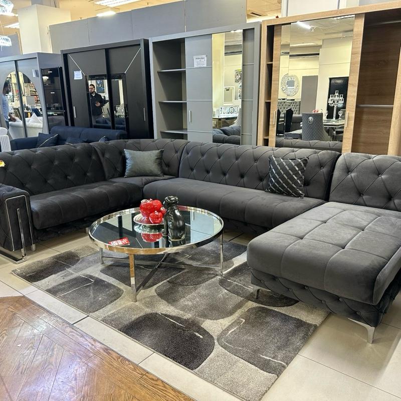 LUXURY EXTRA LARGE CORNER U SHAPE SOFA BED LOUNGER PLUSH VELVET 390cm x 250cm x 170cm WITH FIXED ARMS & UNDERSTORAGE FOR SMALL ITEMS